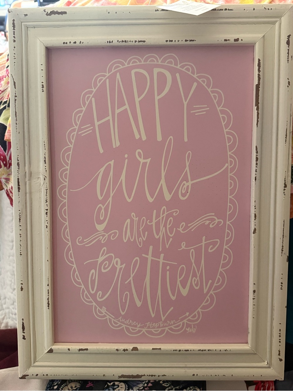 Hobby Lobby Pink "Happy Girls" Script Wall Art